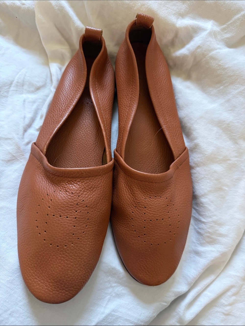 H Women’s Slip-On Leather ballet Flats in Cognac 40